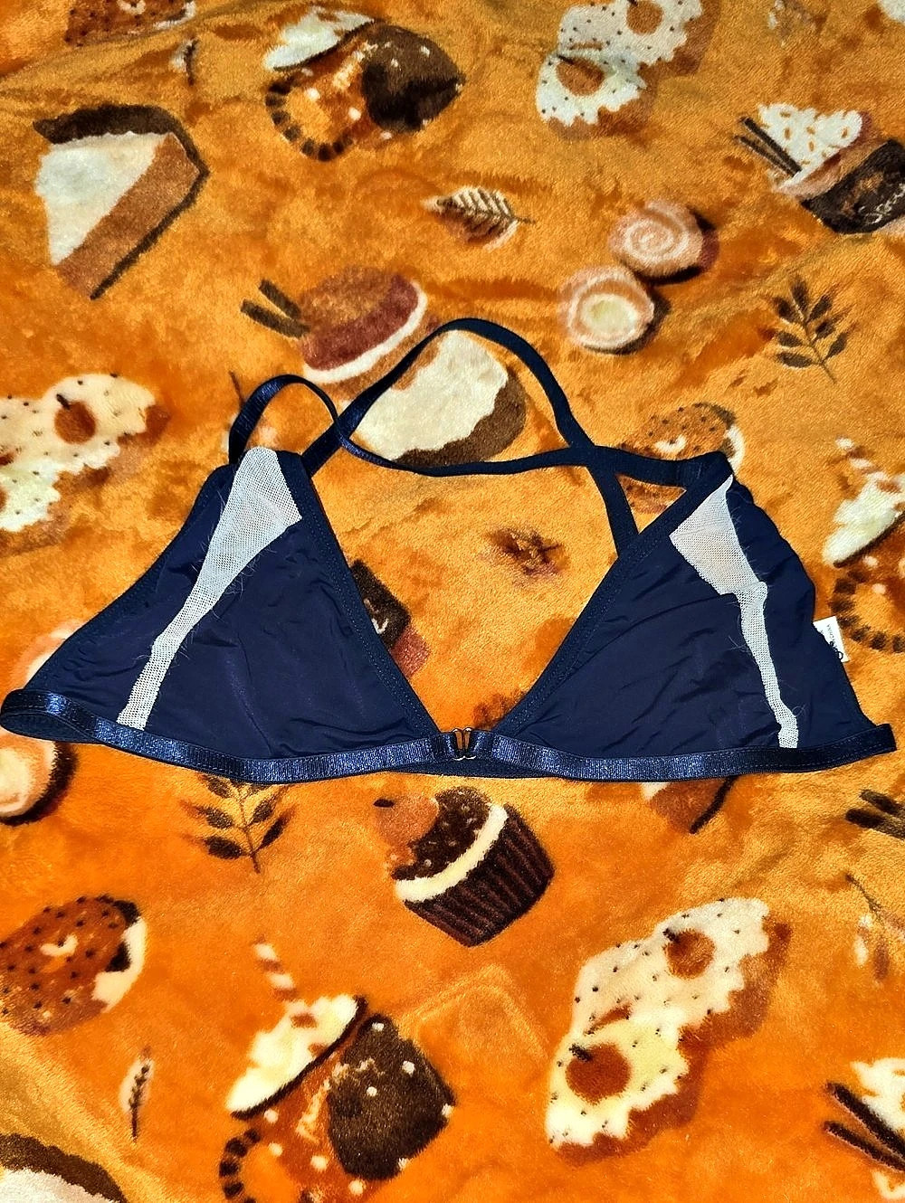 Color Block Bikini Top in Blue & White Size Medium Like New